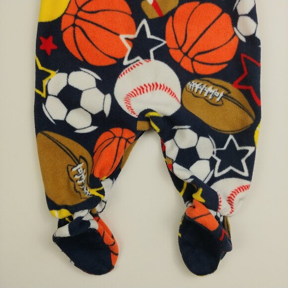 The Children's Place Ball Game Sports Pajama Fleece Footie 3-6 Months - Picture 9 of 11